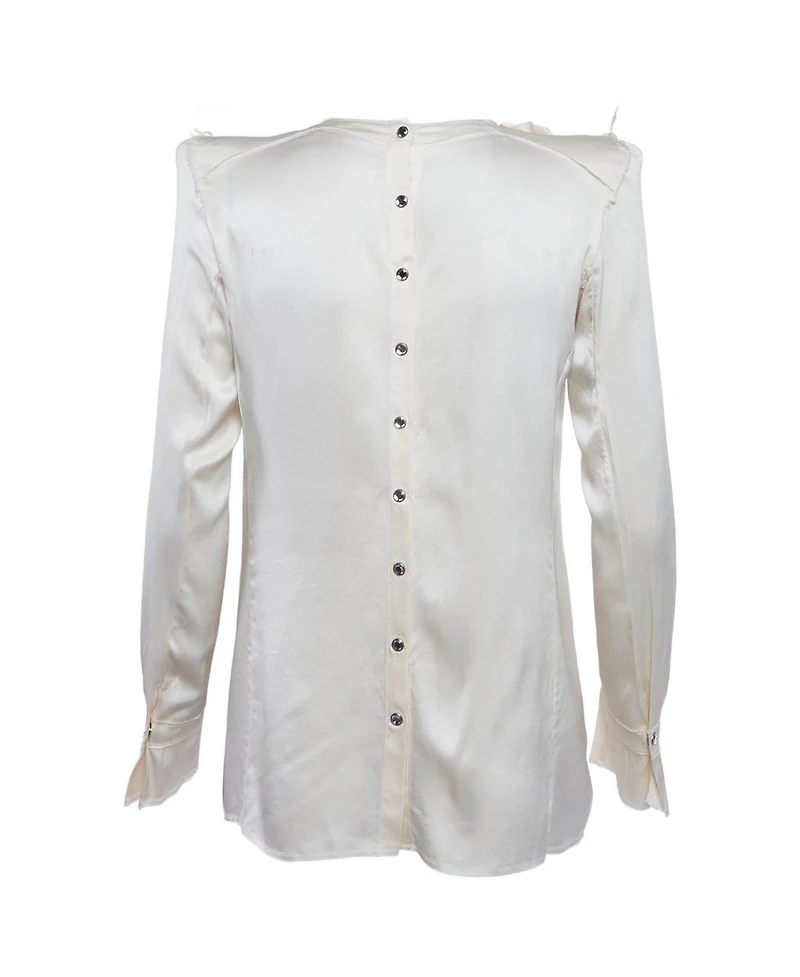 Pre-Owned Balmain Women's Satin Bow Detail Raw Edge Blouse
