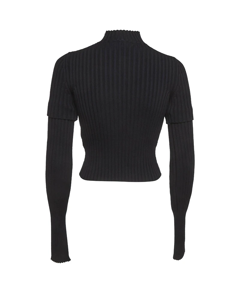 Pre-Owned Balenciaga Women's Rib Knit Cut Up Sleeves Sweater
