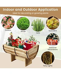 Sugift Outdoor Wooden Planter with Legs for Flower Herb Vegetable Fruit