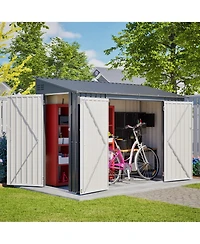 Mondawe 9 x 4 Ft Outdoor Storage Shed with Lockable Door, Heavy Duty Metal Waterproof Garden Shed