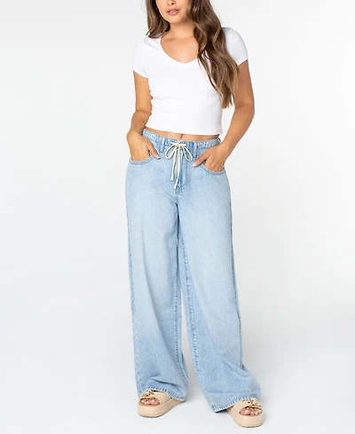 Celebrity Pink Juniors' Drawstring-Waist Wide-Leg Jeans