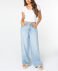 Celebrity Pink Juniors' Drawstring-Waist Wide-Leg Jeans