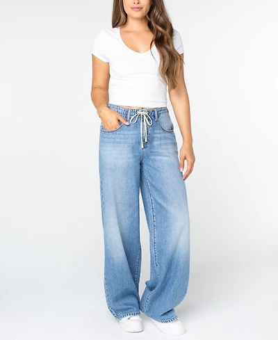 Celebrity Pink Juniors' Drawstring-Waist Wide-Leg Jeans