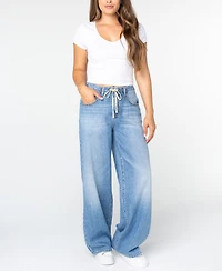 Celebrity Pink Juniors' Drawstring-Waist Wide-Leg Jeans