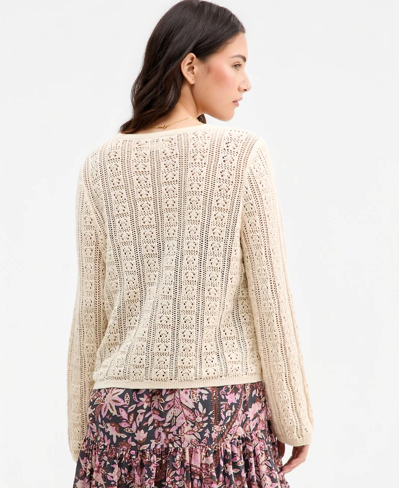 Lucky Brand Women's Cotton Tie-Front Long-Sleeve Cardigan