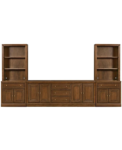 Amren 85" Wood 4 Door Console with Open Hutch
