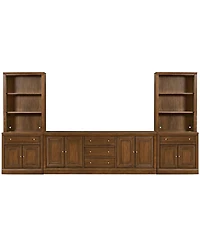 Amren 85" Wood 4 Door Console with Open Hutch