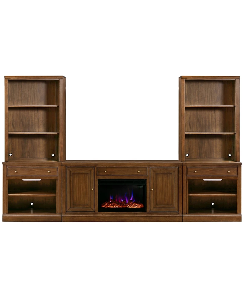 Amren 65" Wood 2 Door Console with Fireplace and Drawer Open Base Hutches