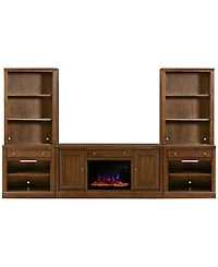 Amren 65" Wood 2 Door Console with Fireplace and Drawer Open Base Hutches