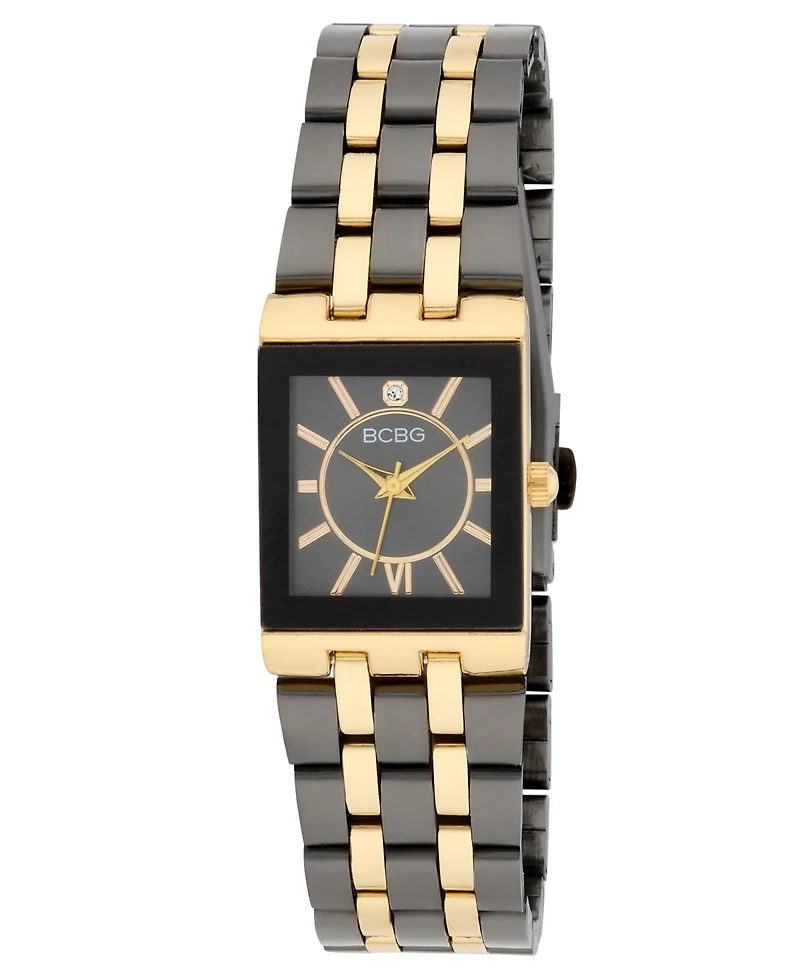 Bcbg Women's Quartz Rectangle Black Stainless Steel Watch 22mm