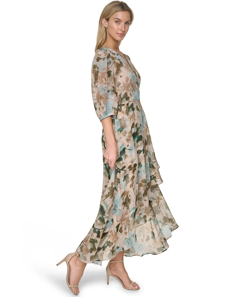Calvin Klein Women's V-Neck High-Low Dress