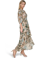 Calvin Klein Women's V-Neck High-Low Dress