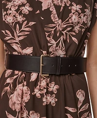 Calvin Klein Women's V-Neck Belted Midi Dress