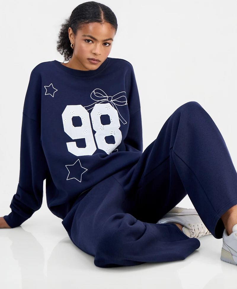 Rebel Veil Juniors' Varsity Applique Crewneck Sweatshirt