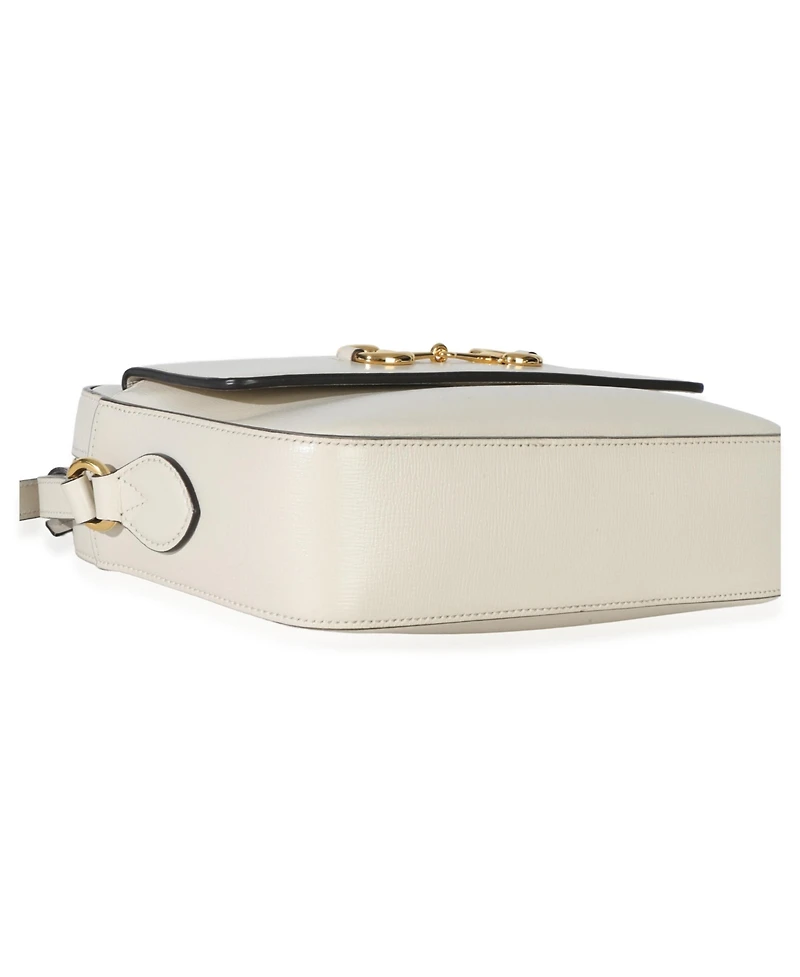 Pre-Owned Gucci White Textured Calfskin Small Horsebit 1955 Shoulder Bag