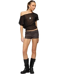 Edikted Women's Noria Sheer Chiffon Off Shoulder Top