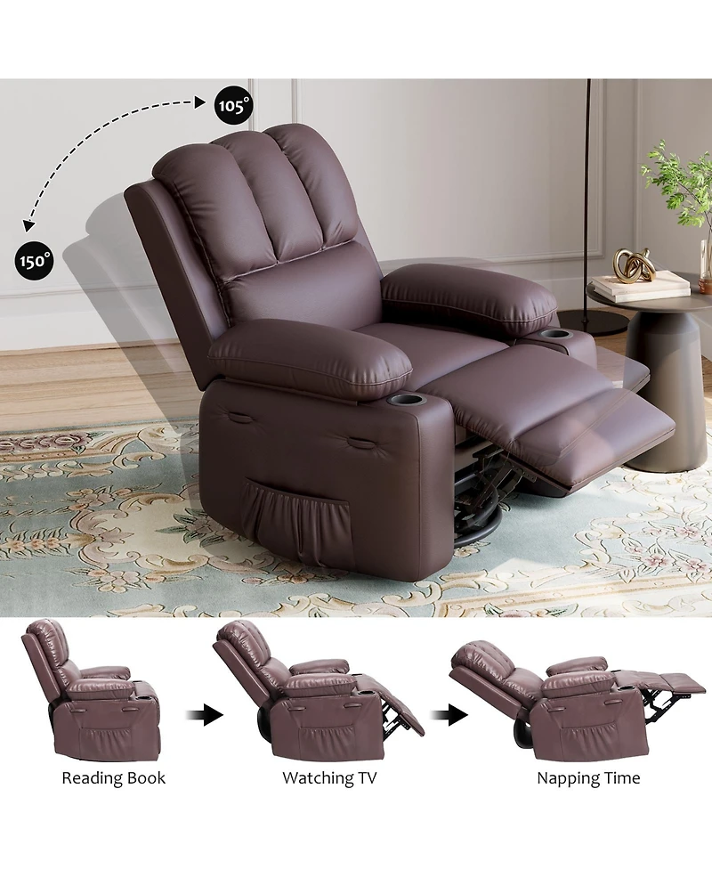 gaomon Massage Recliner Sofa Chair, Lounge Recliner with Heat and Massage for Living Room, Bedroom, and Nursery