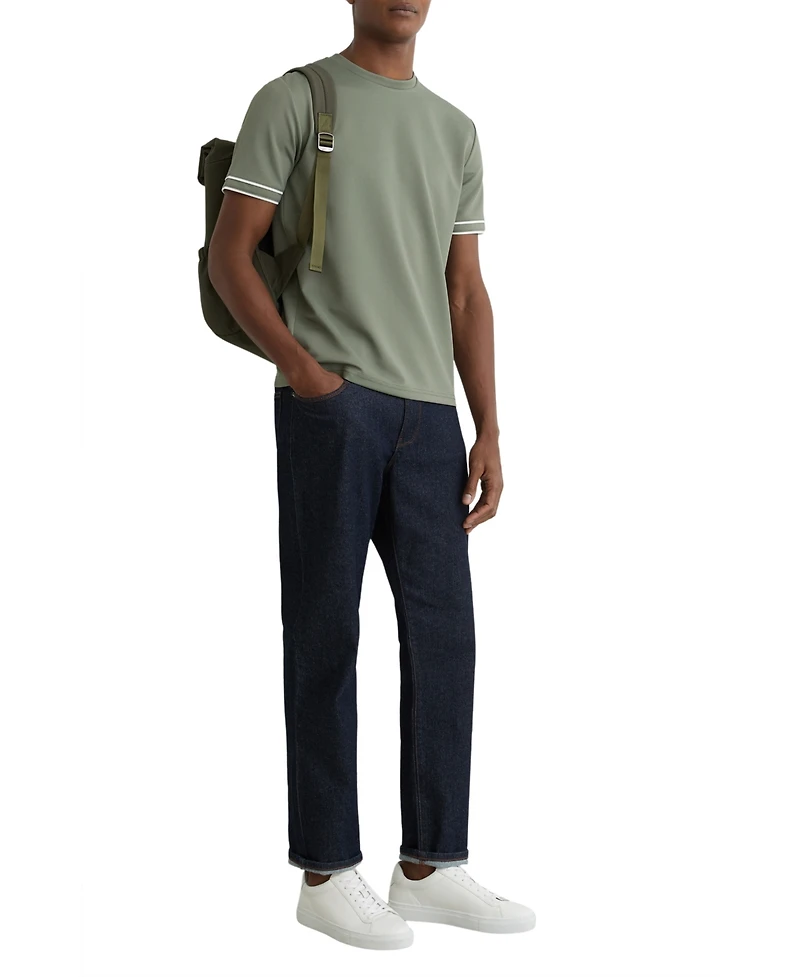 Reiss Men's Piped-Trim Textured T-Shirt