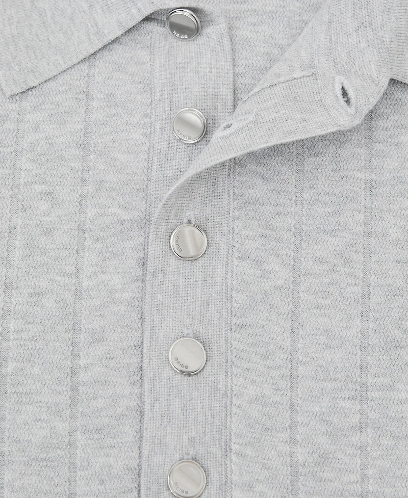Reiss Men's Dillingham Half Button Wide Ribbed Polo Shirt
