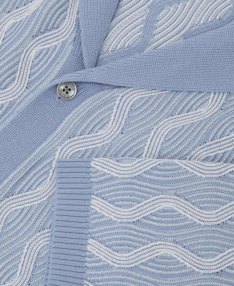 Reiss Men's Johnny Cuban Button Through Wave Stripe Shirt