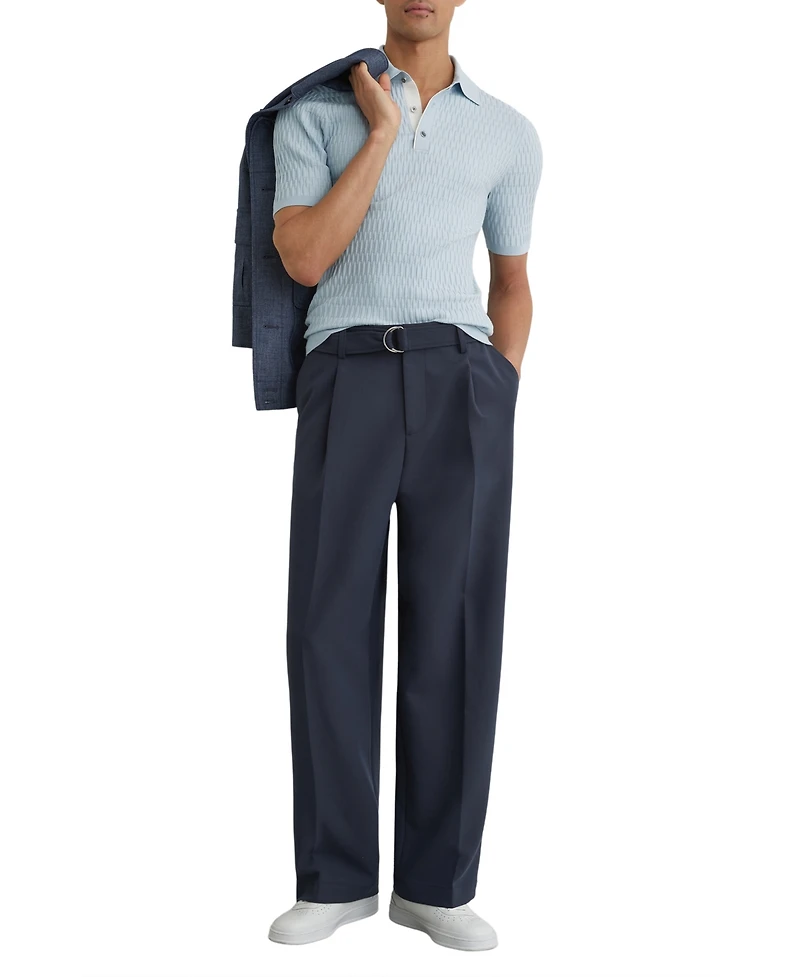 Reiss Men's Era Half Button Textured Polo Shirt