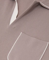 Reiss Men's Newbury Open Collar Piped Stitch Detail Polo Shirt