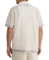 Reiss Men's Aliso Crochet Tape Cuban Shirt