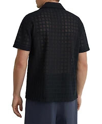 Reiss Men's Belardo Crochet Tile Cuban Shirt