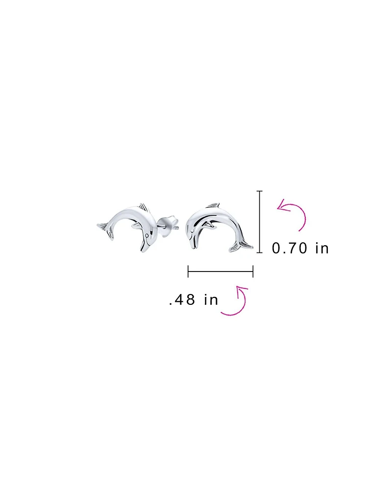 Bling Jewelry Tiny Hawaiian Fish Nautical Dolphins Stud Earrings .925 Sterling Silver
