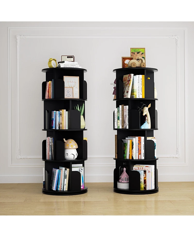 Aheaplus Rotating Bookcase, 360 Display Corner Bookshelf for Small Space