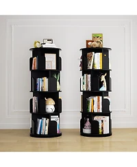 Aheaplus Rotating Bookcase, 360 Display Corner Bookshelf for Small Space