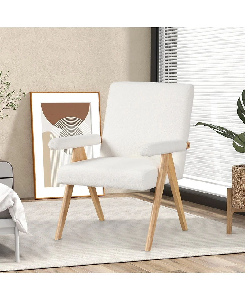 Slickblue Mid Century Style Accent Chair with Wooden Frame and Padded Armrests for Living Room