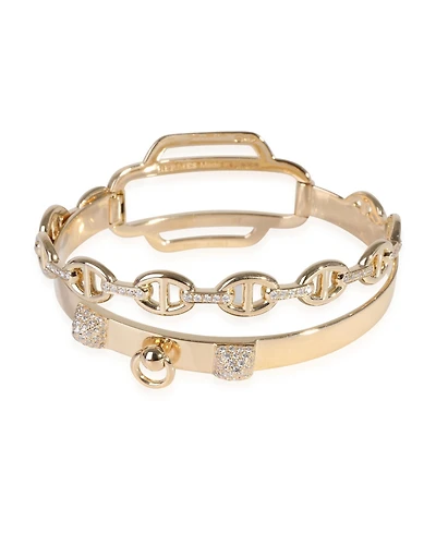 Pre-Owned Hermes Double Tour Collier De Chien Diamond Bracelet in 18k Yellow Gold 0.79 Ctw