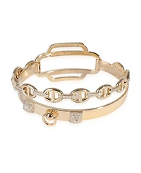 Pre-Owned Hermes Double Tour Collier De Chien Diamond Bracelet in 18k Yellow Gold 0.79 Ctw