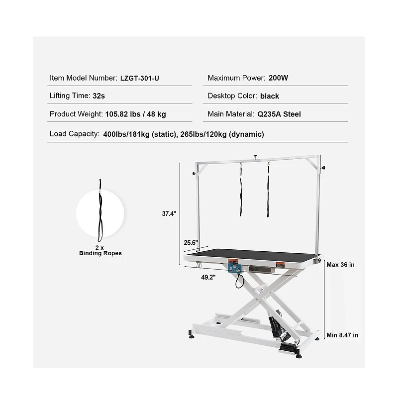 Ruie 50 inch Electric Pet Grooming Table Height Adjustable for Large Dogs