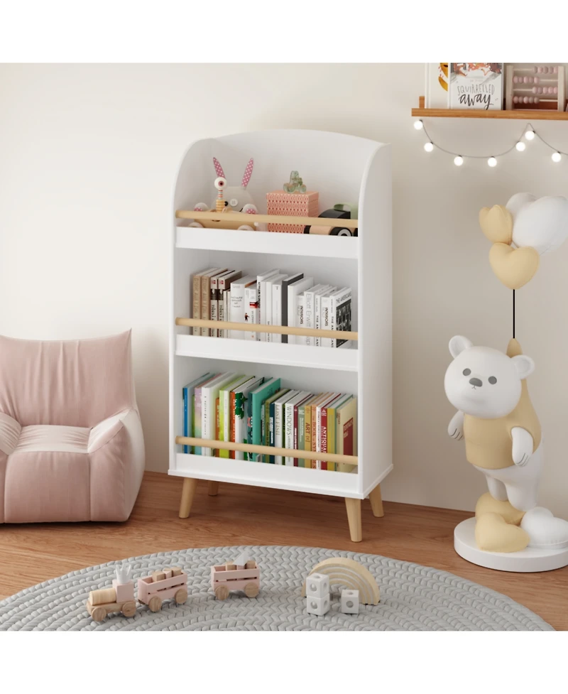 Rainsken 3 Tier Kids Bookshelf, Kids Bookshelf and Toy Storage, Freestanding Shelves and Cube Organizer, for Bedroom Living Room Office School
