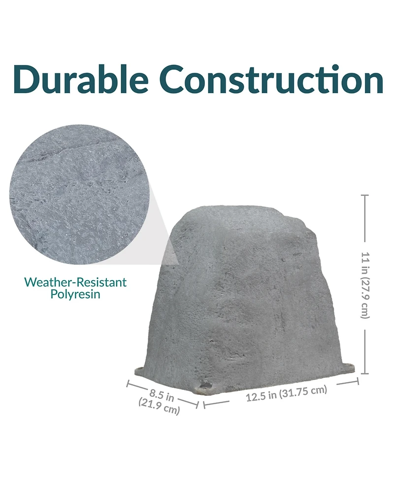 Sunnydaze Decor Outdoor Polyresin Landscape Rock Septic Cover with Stakes - 2-Pack