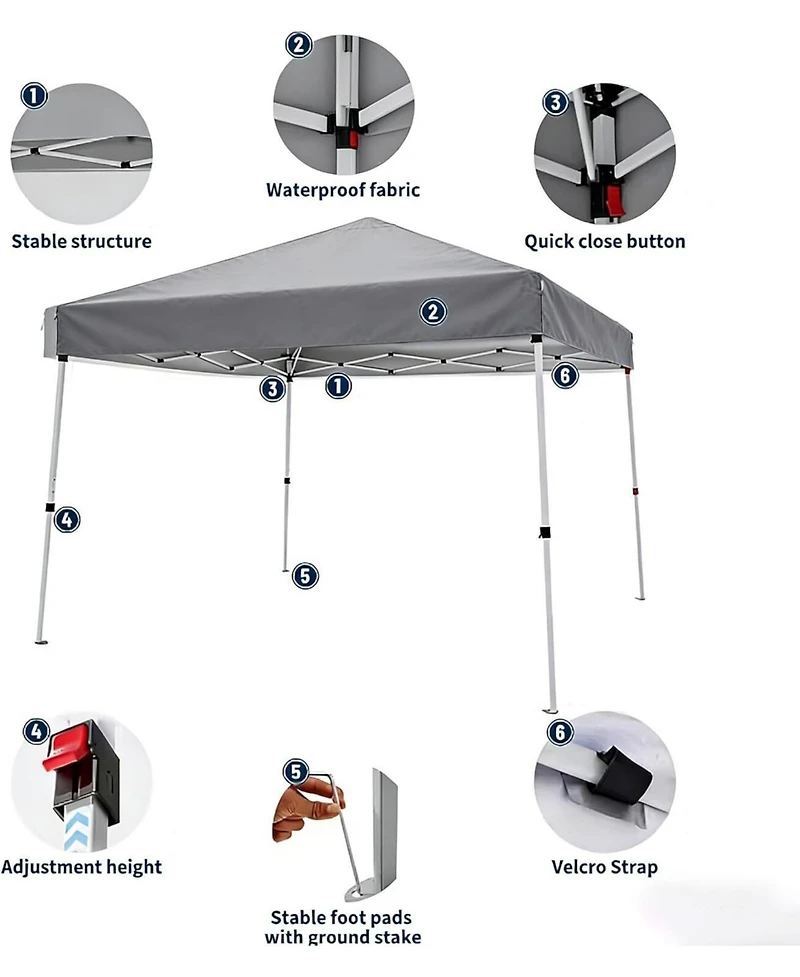 gaomon 10x20 ft Pop Up Canopy Tent, Portable Instant Shelter with 8x8 ft Cover, for Patio, Garden
