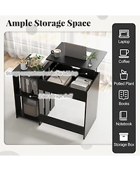 Slickblue Small Space Desk with Hidden Storage and Open Shelving Unit