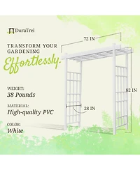 Dura-Trel Bakersfield 28 x 72 x 82 Inch Pvc Vinyl Outdoor Garden Patio Arbor