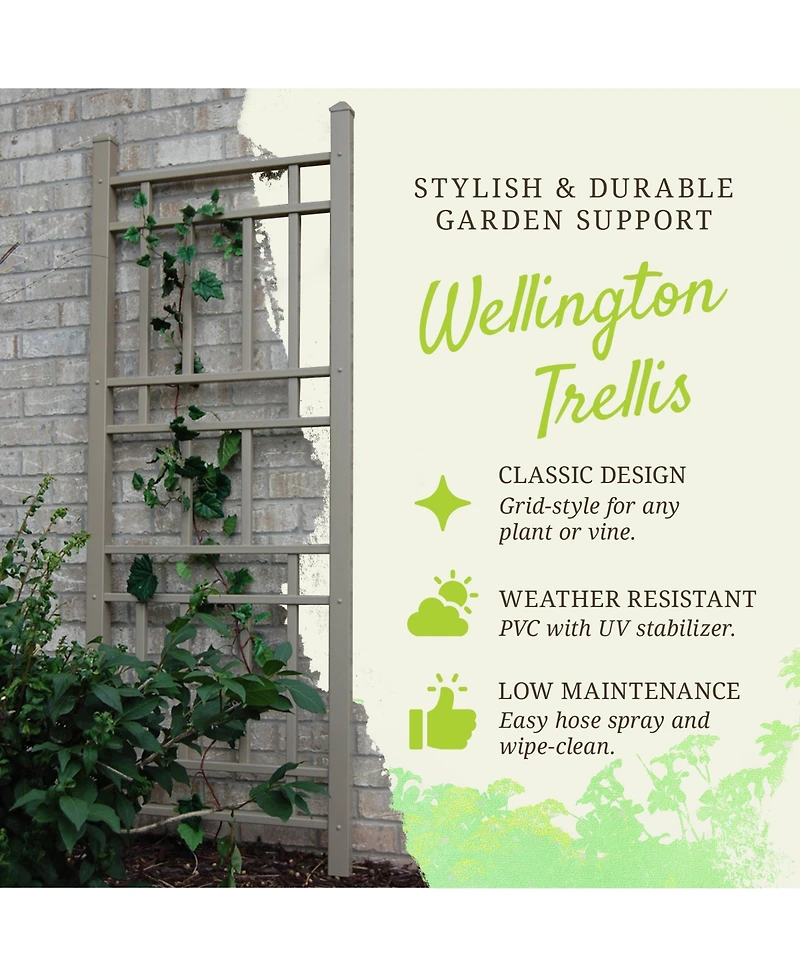 Dura-Trel Wellington 28 x 75 Inch Pvc Vinyl Outdoor Garden Patio Trellis, Mocha