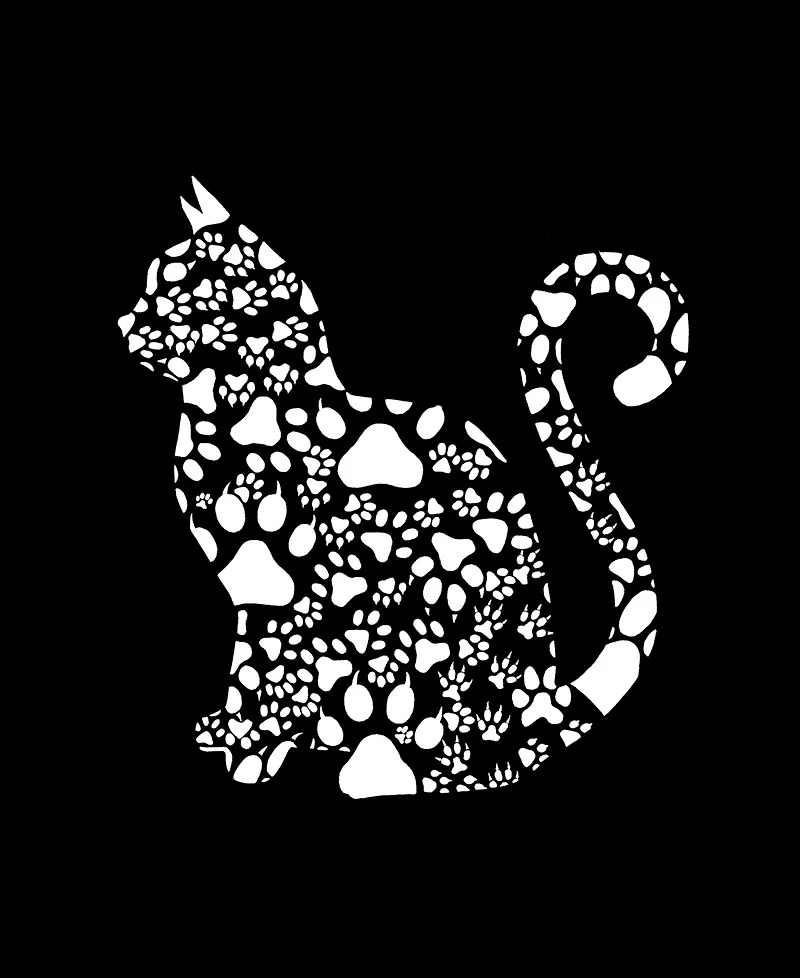 La Pop Art Men's Cat Silhouette Heart Pattern Word Graphic Tank Top