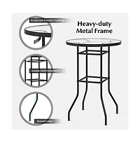 Boyel Living 38 Inch Patio Bar Table with Tempered Glass Tabletop