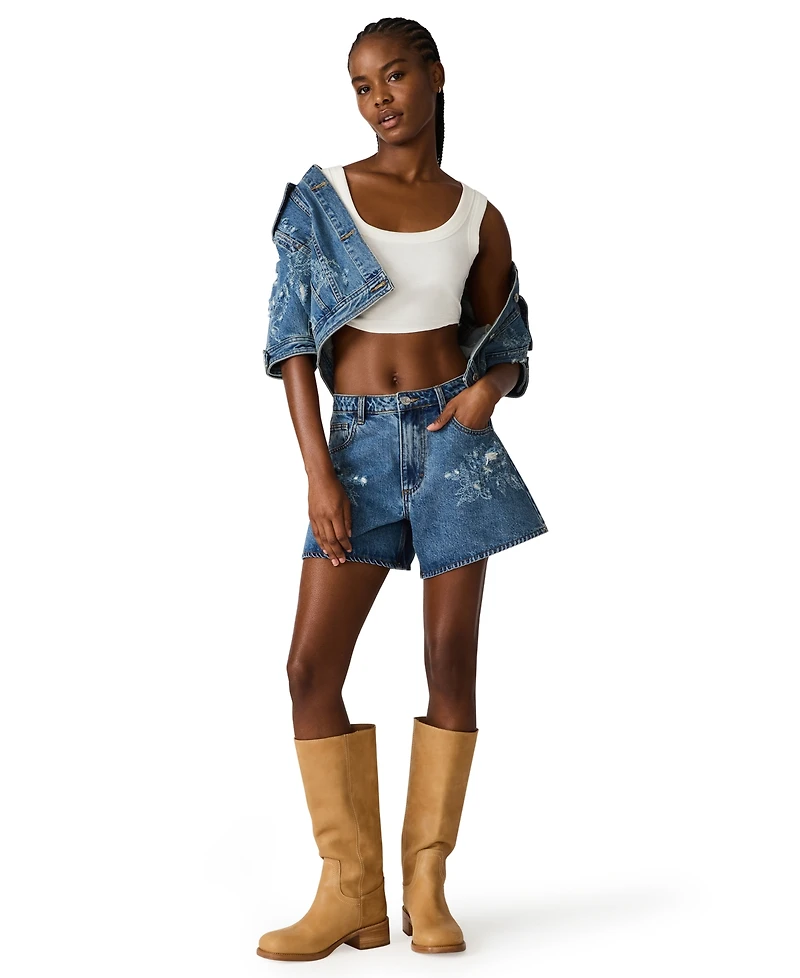 Steve Madden Women's Dally Mid-Rise Denim Shorts