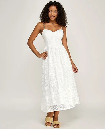 Katia Rae Juniors' Sweetheart Neck Midi Dress