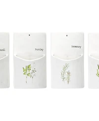 Slickblue White Ceramic Herb Wall Pocket (Set of 4)
