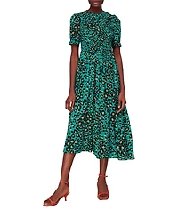 Whistles Women's Painted Leopard Shirred Dress