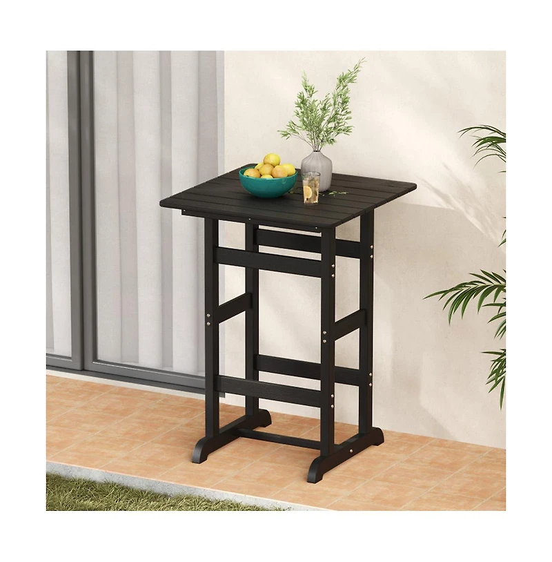Boyel Living 30 Inch Square Bar Table Dining with Slatted Tabletop for Poolside