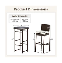 Boyel Living 3 Piece Outdoor Bar Set Patio Heavy-Duty Metal Barstool and Table Set