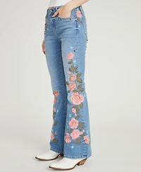 Driftwood Women's Farrah Flare Floral Embroidered Jeans